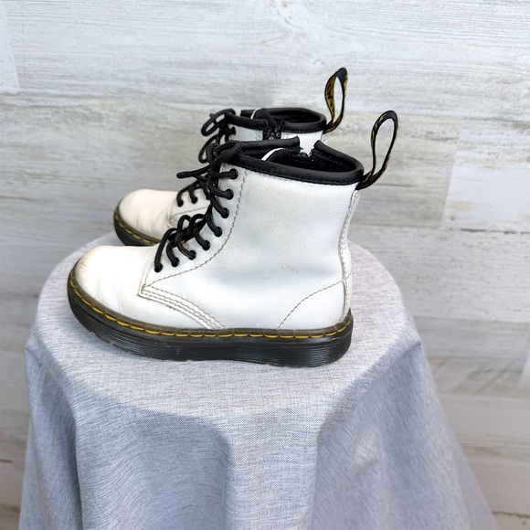 Dr. Martens Toddler 1460 Zavala T White Leather Boots US 10 Side Zip - Picture 4 of 9